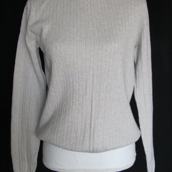 Karen Scott Women’s Cotton Long Sleeves Cable Turtleneck Lt Gray Sweater size M - Picture 2 of 6